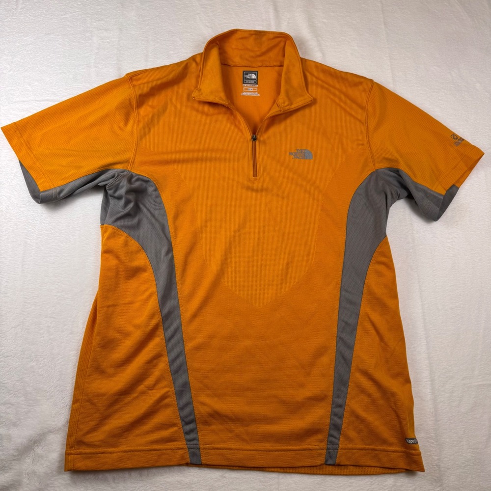 The North Face Flight Series Mens M M‎ Orange Gray Quarter Zip Vaporwick Shirt